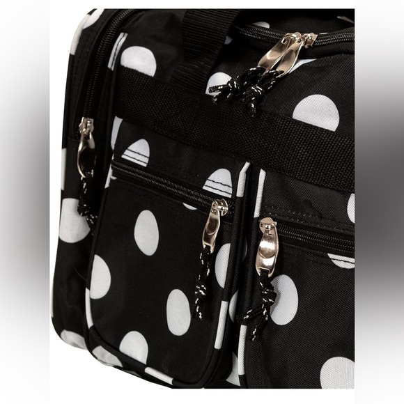 Classic Black and White Polka Dot Duffel Bag - Picture 3 of 7